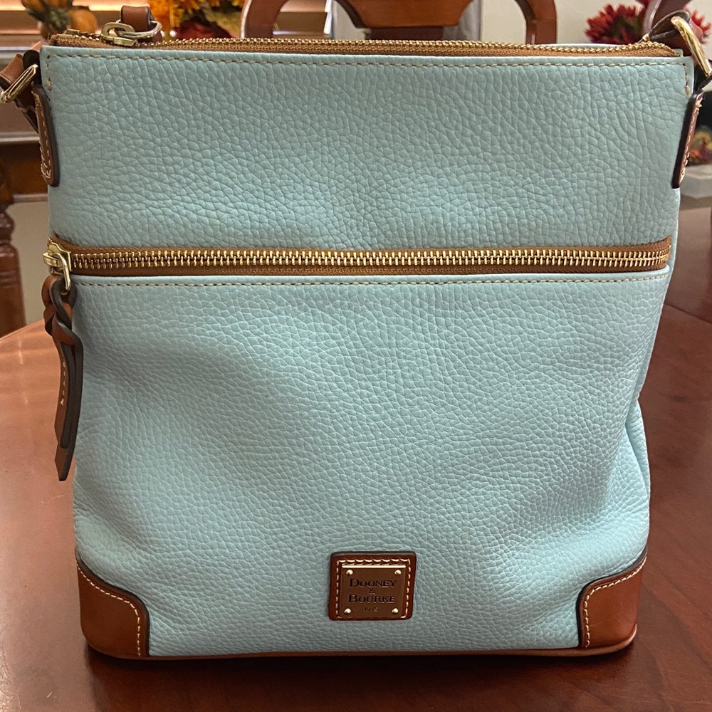Dooney & Bourke Sky Blue and Tan Crossbody Bag